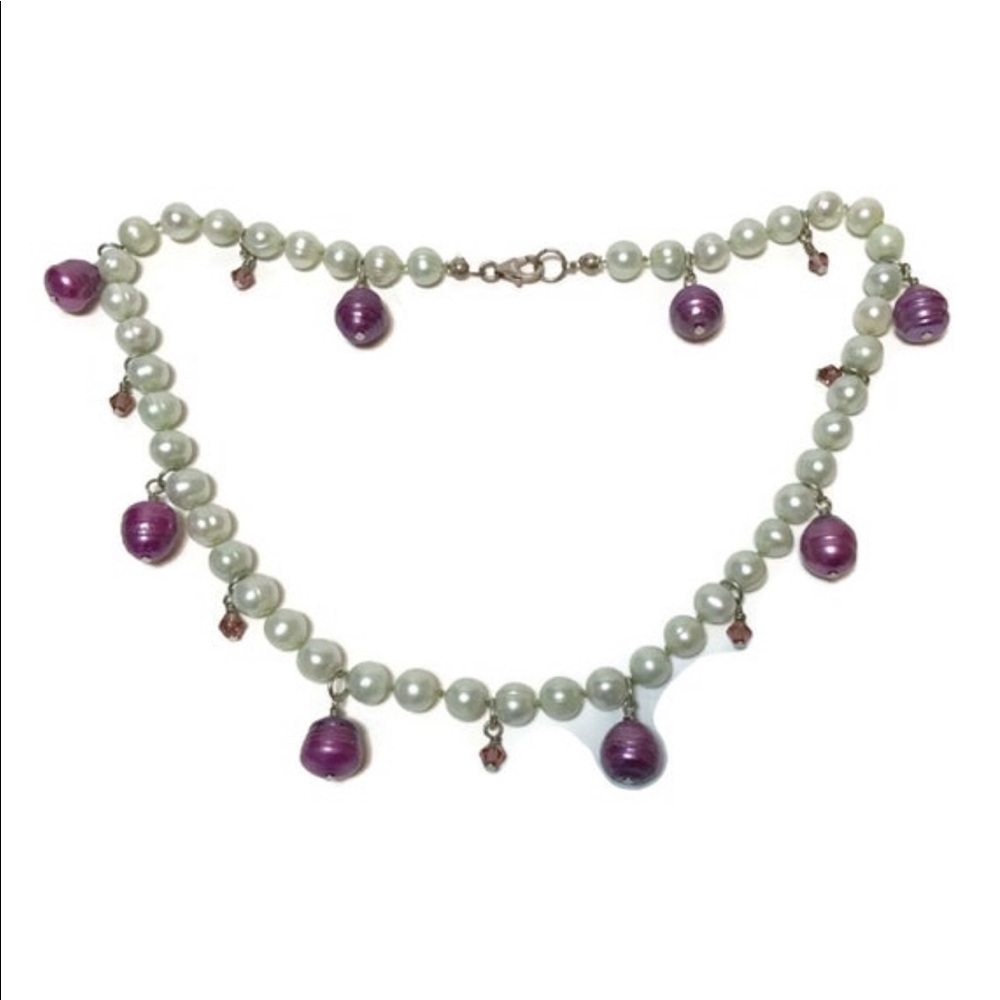 16" mint celadon green cultured pearl necklace